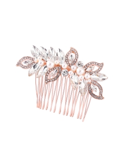 Rhinestone Hair Comb HM320001 ROSEGOLD CL